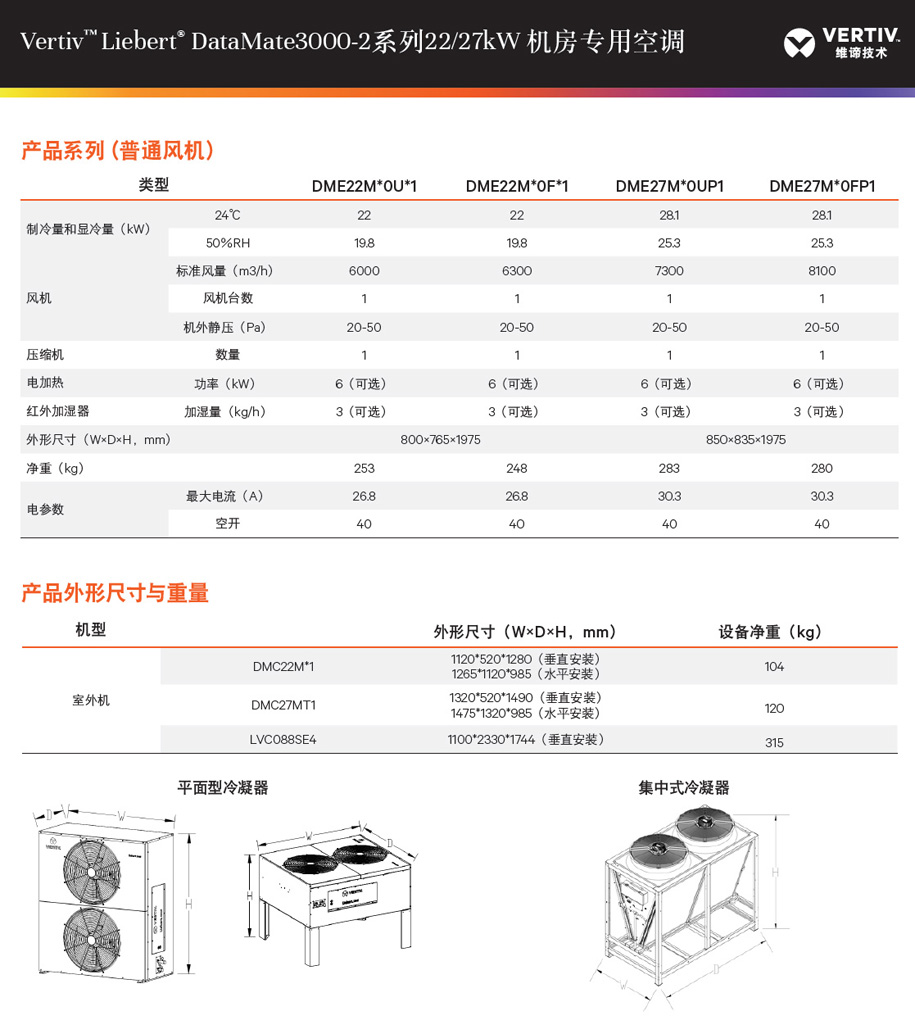 维谛（艾默生） Liebert DataMate3000-2系列小型机房精密空调技术参数